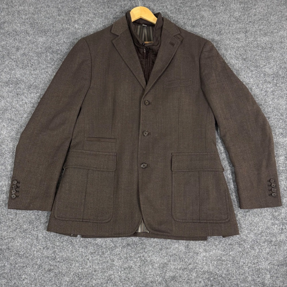 Johnston & Murphy Blazer Field Jacket Mens L 40R Brown Wool Blend EUC